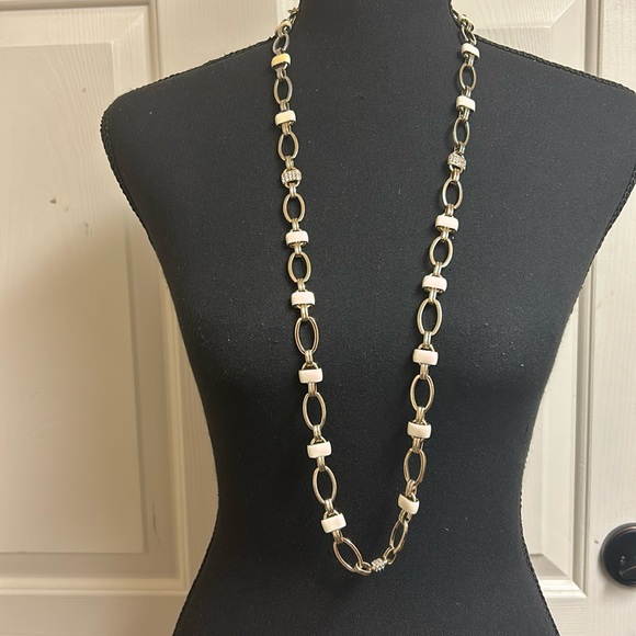 ColdWater Creek, Cream and Gold Necklace, 40”, Excellent Condition - Picture 1 of 7